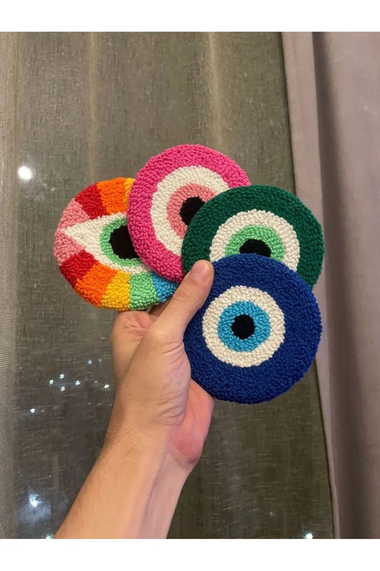 Nazar Desenli Bardak Altlığı Sunumluk Masa Süsü
