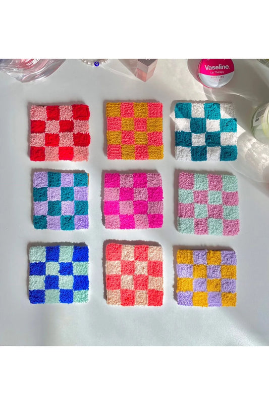 Kare Desenli Bardak Altlığı Sunumluk Masa Süsü